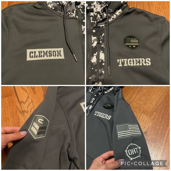 NWT Clemson Tigers Colosseum OHT Military Appreciation Camo Quarter-Zip Hoodie L - Picture 15 of 16